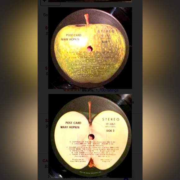 Mary Hopkin postcard vinyl no jacket produced/discovered by Paul McCartney 60s - Picture 2 of 4